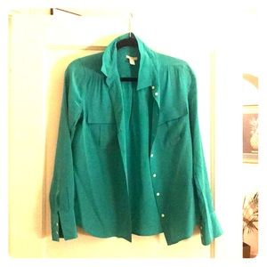Beautiful teal J Crew silk button up